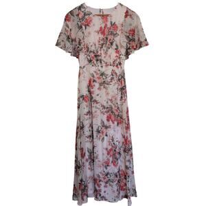 Floral Chiffon Maxi Dress 2 Fairy Boho‎ Romantic Feminine Cottage Cape Collar